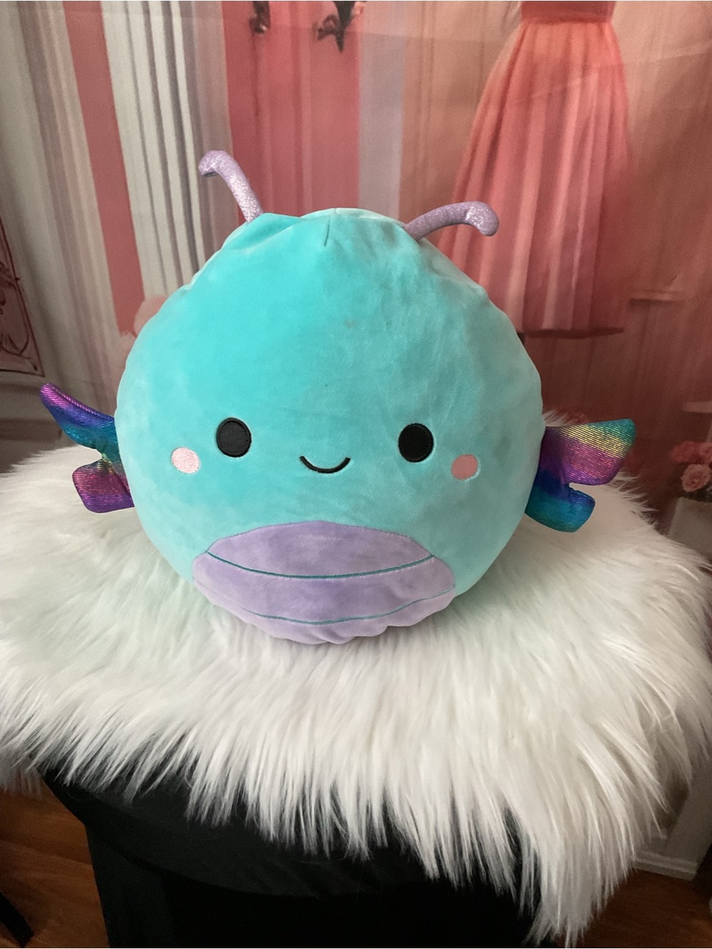Plush Aqua and Purple Sea Creature Stuffed Toy - Cute Smiling Plush